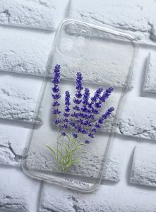 Прозорий чохол на Apple iPhone 11 (6.1) рельєфний дизайн Лаванда принт 28
