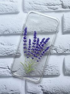 Прозорий чохол на iPhone 7 / 8 рельєфний дизайн Лаванда принт 28