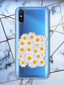Прозорий чохол для Xiaomi Redmi 9A рельєфний дизайн Букет ромашок принт 40