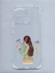 Чехол з потовщеними кутами на Xiaomi Redmi 10C патріотичний дизайн Дівчина з ластівками принт 16