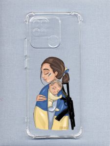 Чехол з потовщеними кутами на Xiaomi Redmi 10C патріотичний дизайн Дівчина з автоматом принт 20