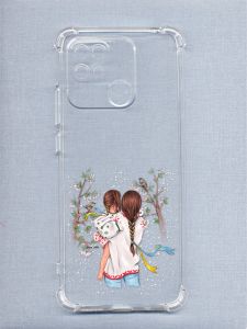 Чехол з потовщеними кутами на Xiaomi Redmi 10C патріотичний дизайн Мама з дочіркою принт 27