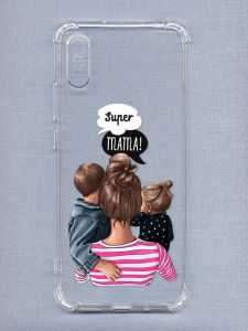 Чохол з потовщеними кутами на Xiaomi Redmi 9A рельєфний дизайн Супер Мама принт 29