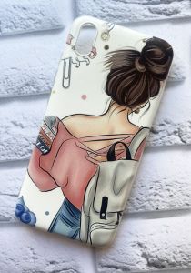 Чохол на Xiaomi Redmi 7A рельєфний дизайн Дівчина з рюкзаком принт 30