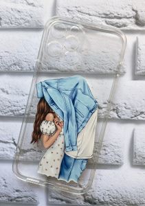 Прозорий чохол на iPhone 12 Pro Max рельєфний дизайн Поцілунок принт 33