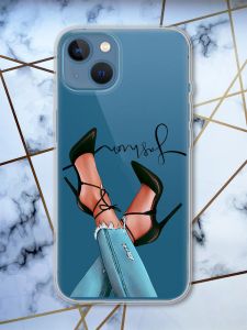 Прозорий чохол на Apple iPhone 13 рельєфний дизайн Ніжки принт 60