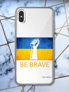 Прозорий чохол на iPhone XS Max патріотичний дизайн Мужність Україна принт 42