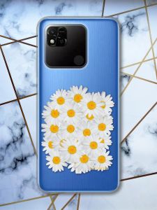 Прозорий чохол на Xiaomi Redmi 10A рельєфний дизайн Букет ромашок принт 40