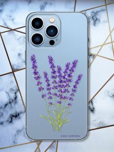 Прозорий чохол на Apple iPhone 13 Pro Max рельєфний дизайн Лаванда принт 28