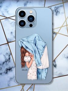 Прозорий чохол на Apple iPhone 13 Pro Max рельєфний дизайн Поцілунок принт 33