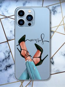 Прозорий чохол на Apple iPhone 13 Pro Max рельєфний дизайн Ніжки принт 60