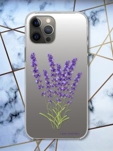 Прозорий чохол на iPhone 12 Pro Max рельєфний дизайн Лаванда принт 28