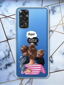 Прозорий чохол на Xiaomi Redmi Note 11 4G рельєфний дизайн Супер Мама принт 29