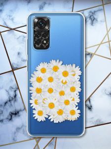Прозорий чохол на Xiaomi Redmi Note 11 4G рельєфний дизайн Букет ромашок принт 40