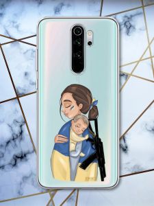 Прозорий чохол на Xiaomi Redmi Note 8 Pro патріотичний дизайн Дівчина з автоматом принт 20