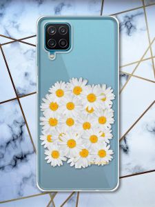 Прозорий чохол на Samsung A12 4G рельєфний дизайн Букет ромашок принт 40