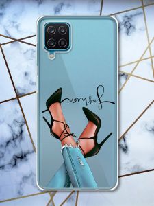 Прозорий чохол на Samsung A12 4G рельєфний дизайн Ніжки принт 60