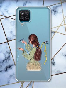 Прозорий чохол на Samsung A12 4G патріотичний дизайн Дівчина з ластівками принт 16