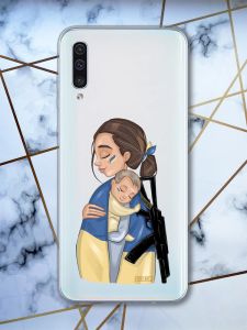 Прозорий чохол на Samsung Galaxy А50 (2019) А505  патріотичний дизайн Дівчина з автоматом принт 20