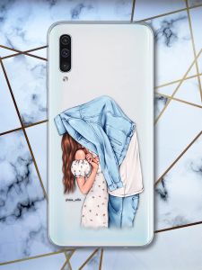 Прозорий чохол на Samsung Galaxy А50 (2019) А505  рельєфний дизайн Поцілунок принт 33