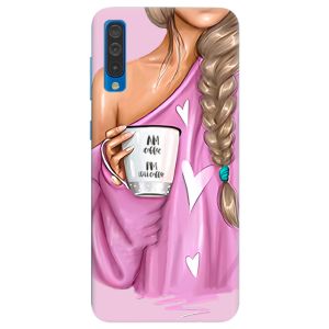 Чохол на Samsung Galaxy А50 (2019) А505  рельєфний дизайн Дівчина з кавою принт 58
