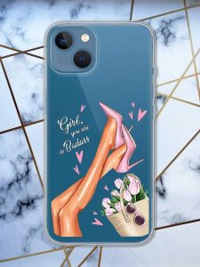 Прозорий чохол на Apple iPhone 13  рельєфний дизайн Ніжки принт 62