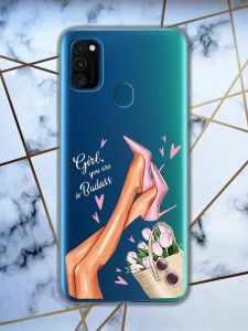 Прозорий чохол на Samsung Galaxy M30s/М21  рельєфний дизайн Ніжки принт 62