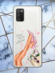 Прозорий чохол для Samsung Galaxy A02s  рельєфний дизайн Ніжки принт 62