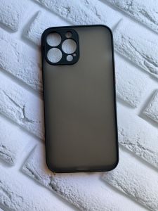 Прозорий матовий чохол із силіконовим бампером для iPhone 13 Pro Max Чорний