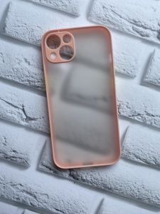 Прозорий матовий чохол із силіконовим бампером для iPhone 13 Рожевий