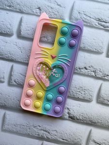 Чохол Попит Антистрес Поп-Іт Pop It для Xiaomi Redmi Note 11 Поп іт Котик з сердечком рож.-фіо