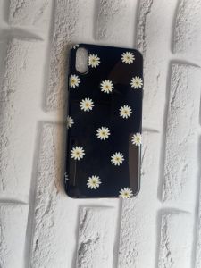 Силіконовий чохол із малюнком для iPhone XS Max Ромашки на чорному