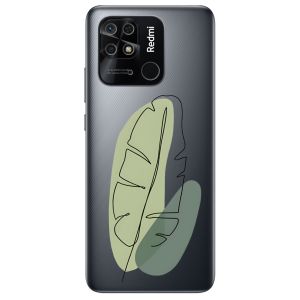 Прозорий чохол на Xiaomi Redmi 10C рельєфний дизайн Листочок принт 63