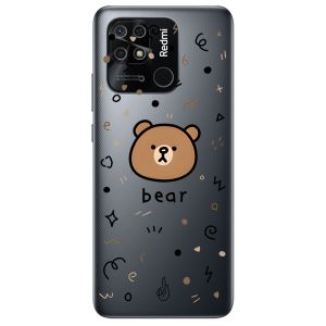 Прозорий чохол на Xiaomi Redmi 10C рельєфний дизайн Ведмедик принт 76
