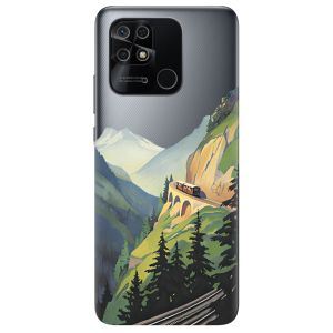 Прозорий чохол на Xiaomi Redmi 10C рельєфний дизайн Гори принт 87