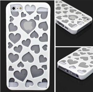 Пластиковий чохол для iPhone 5 / 5s Вирізані серця Білий