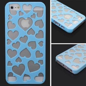 Пластиковий чохол для iPhone 5 / 5s Вирізані серця Голубий