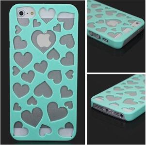 Пластиковий чохол для iPhone 5 / 5s Вирізані серця Зелений