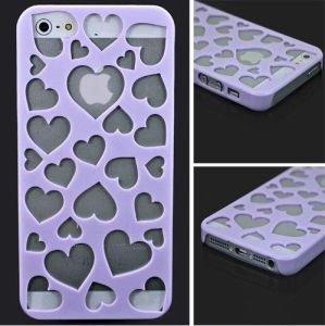 Пластиковий чохол для iPhone 5 / 5s Вирізані серця Фіолетовий