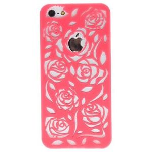 Пластиковий чохол для iPhone 5 / 5s Вирізані квіти Ярко-рожевий