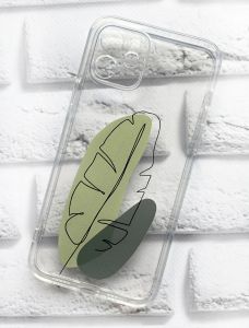Прозорий чохол для iPhone 12 / 12 Pro рельєфний дизайн Листочок принт 65