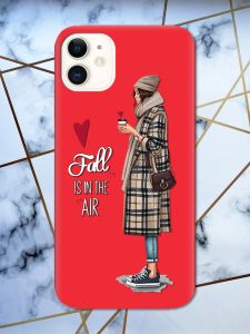 Матовий червоний чохол на Apple iPhone 11 (6.1) Дівчина з кавою принт 59