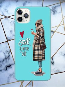 Матовий бірюзовий чохол на iPhone 11 Pro (5.8) Дівчина з кавою принт 59