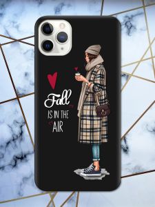Матовий чорний чохол на iPhone 11 Pro Max (6.5) Дівчина з кавою принт 59