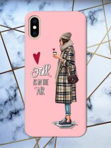 Матовий рожевий чохол на iPhone XS MAX Дівчина з кавою принт 59