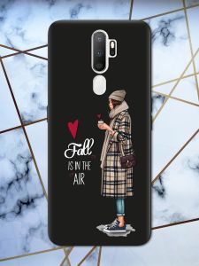Матовий чорний чохол на Oppo A5 Дівчина з кавою принт 59