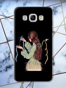 Матовий чорний чохол на Samsung Galaxy J5(2016) J510 патріотичний дизайн Дівчина з ластівками принт 16