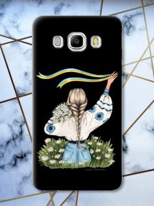 Матовий чорний чохол на Samsung Galaxy J5(2016) J510 патріотичний дизайн Дівчина зі стрічкою принт 17