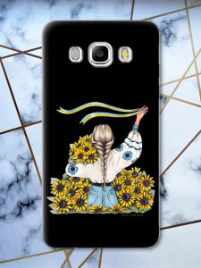 Матовий чорний чохол на Samsung Galaxy J5(2016) J510 патріотичний дизайн Дівчина зі стрічкою принт 25