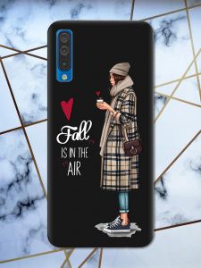 Матовий чорний чохол на Samsung Galaxy А50 (2019) А505 Дівчина з кавою принт 59